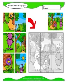 Puzzle Kes Yapıştır Çalışma Sayfaları